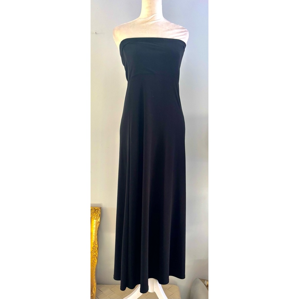 MSK Black Strapless Bare Shoulder Maxi Dress 100% lightweight polyester-Small